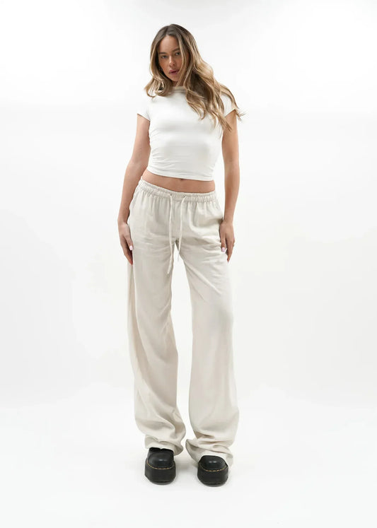 "Hannah" Leinenhose Beige