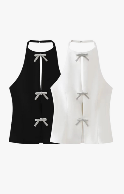 "Glitter" Top mit Schleifen