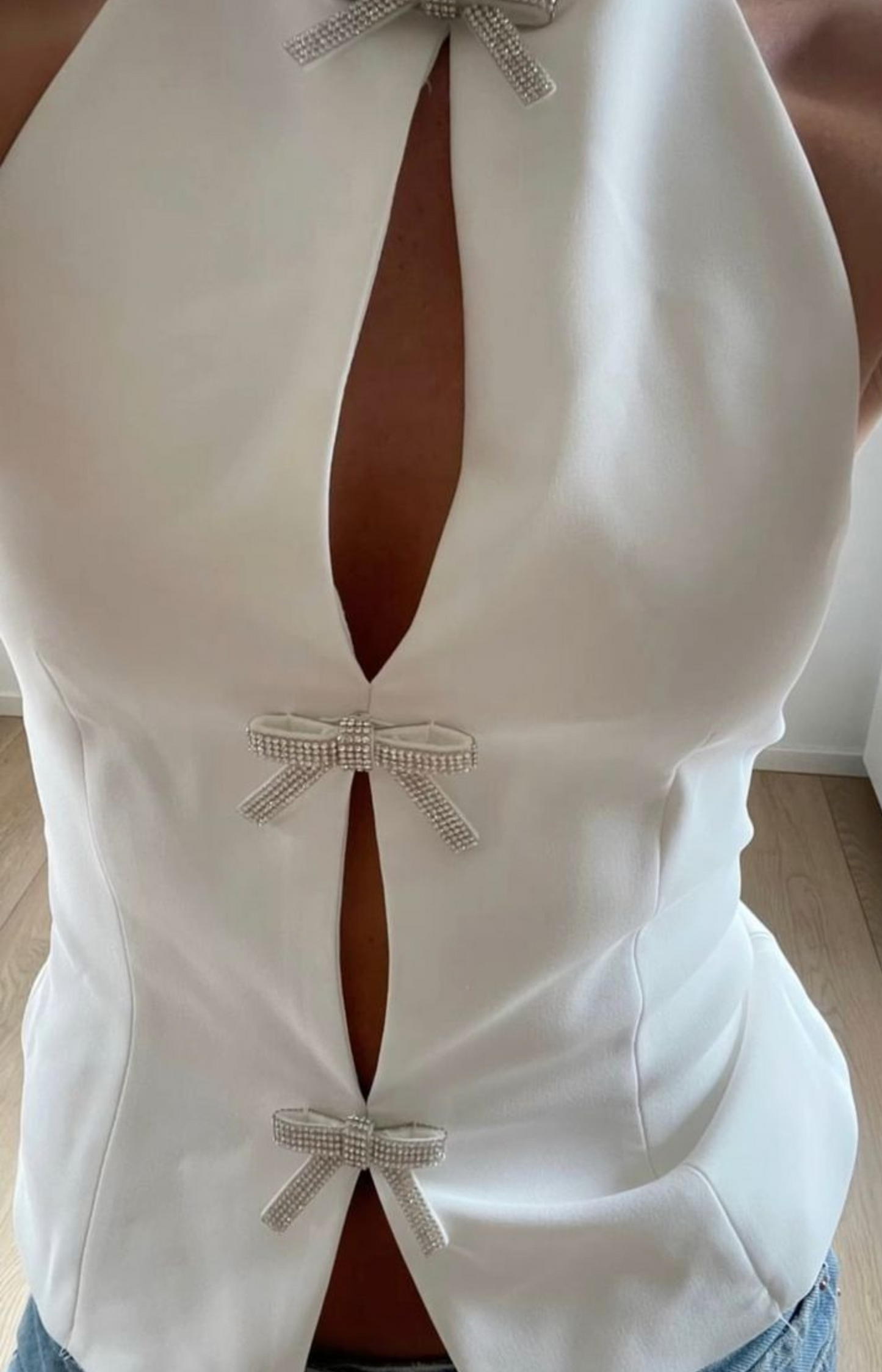 "Glitter" Top mit Schleifen