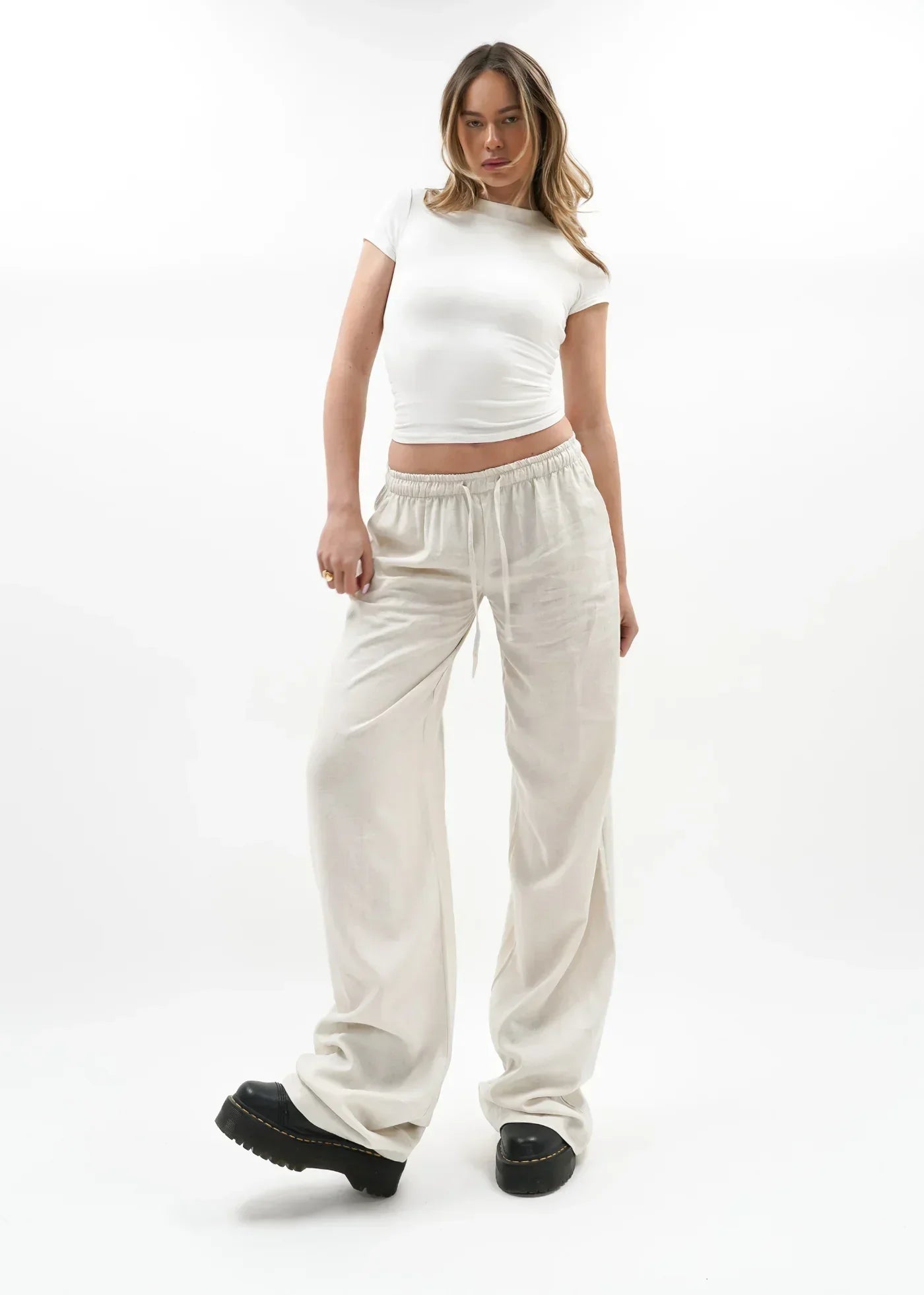 "Hannah" Leinenhose Beige