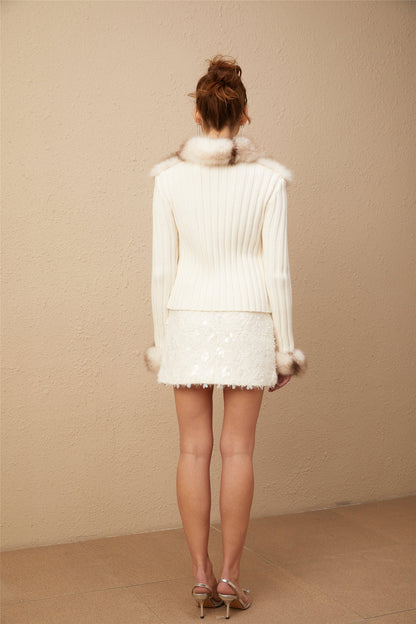 "Elena" Cardigan mit Fell